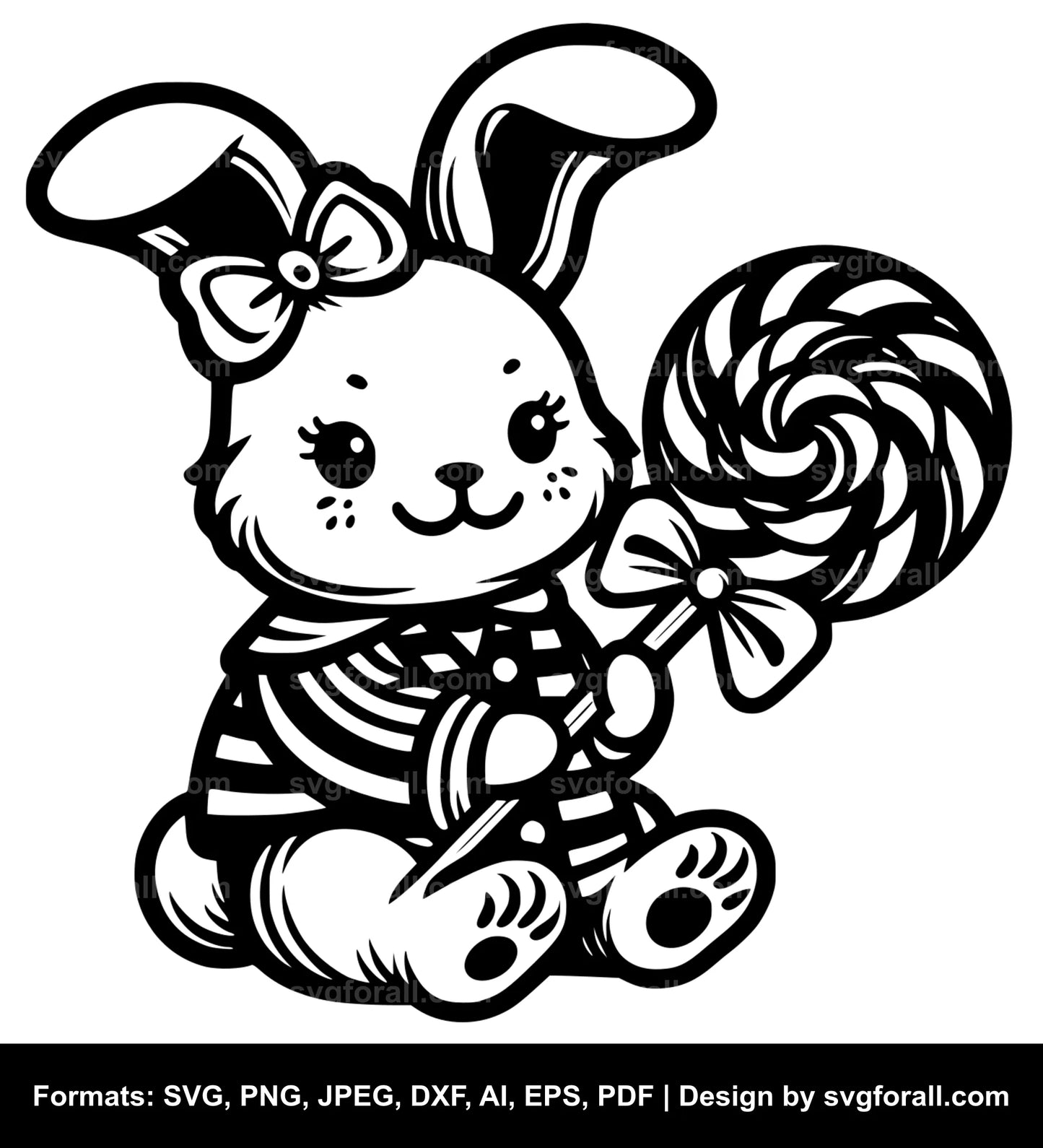 Bunny Holding Lollipop SVG File