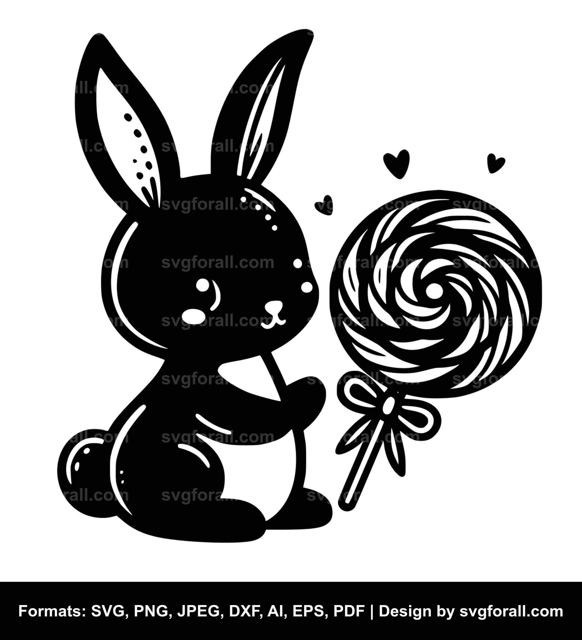 Bunny Holding Lollipop SVG PNG