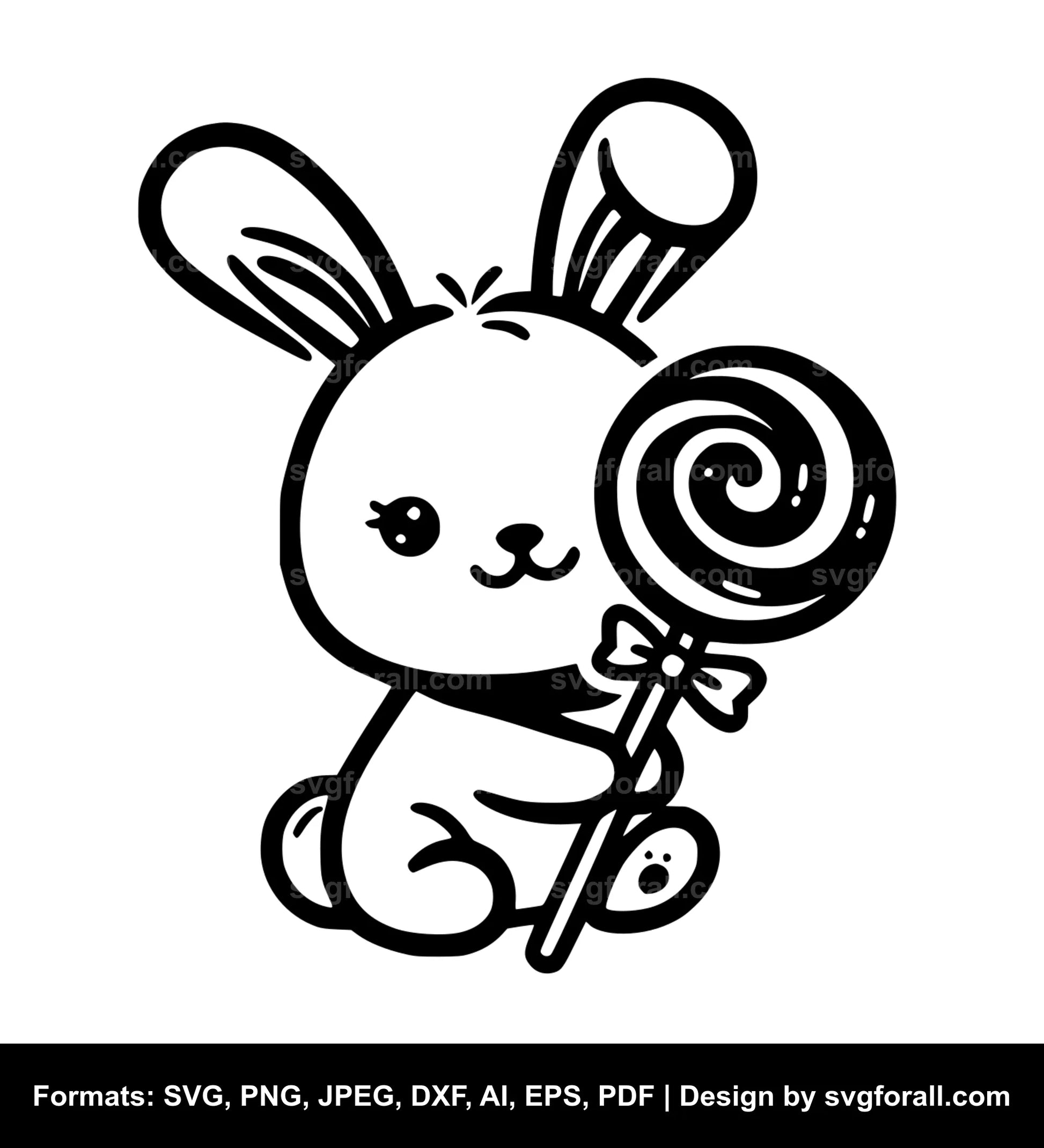 Bunny Holding Lollipop SVG Vector