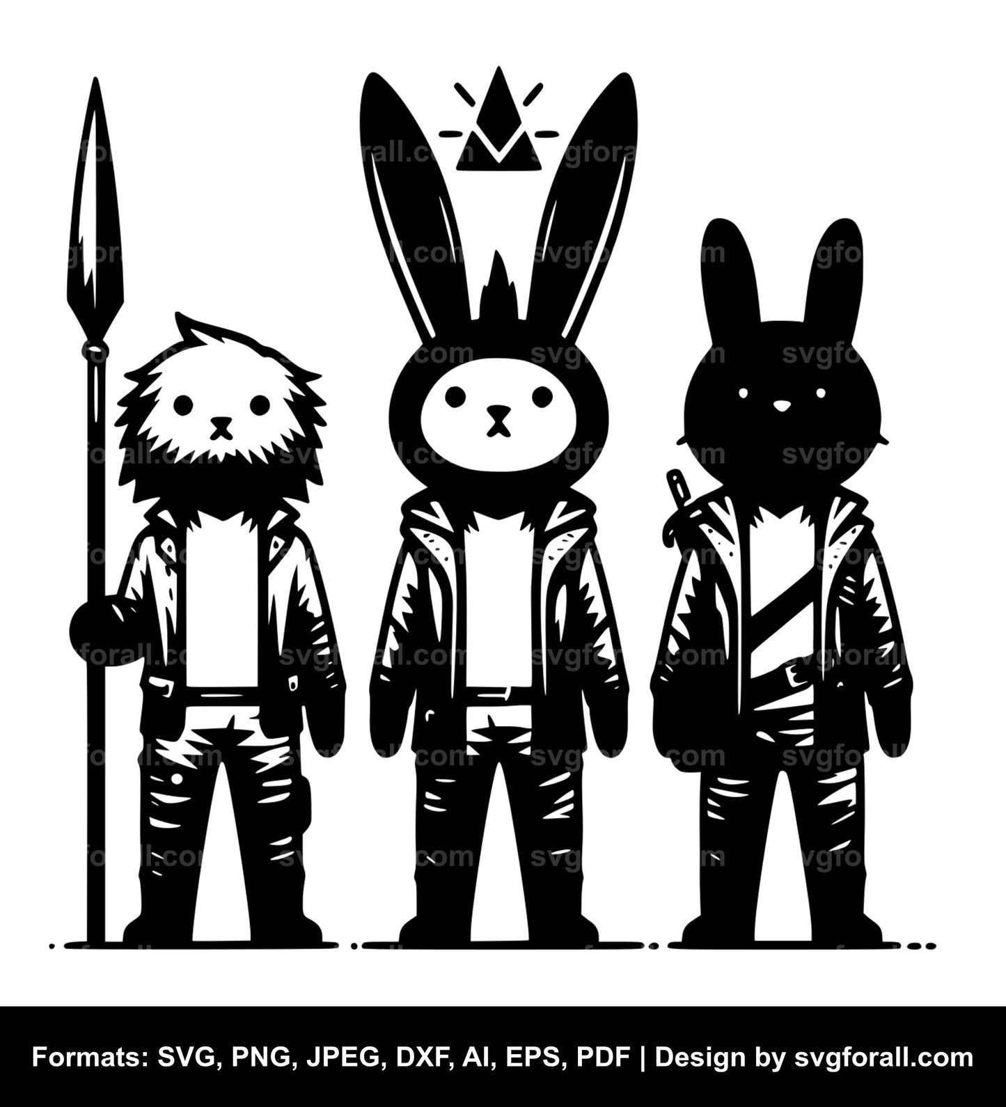 Bunny Standing Up Black SVG