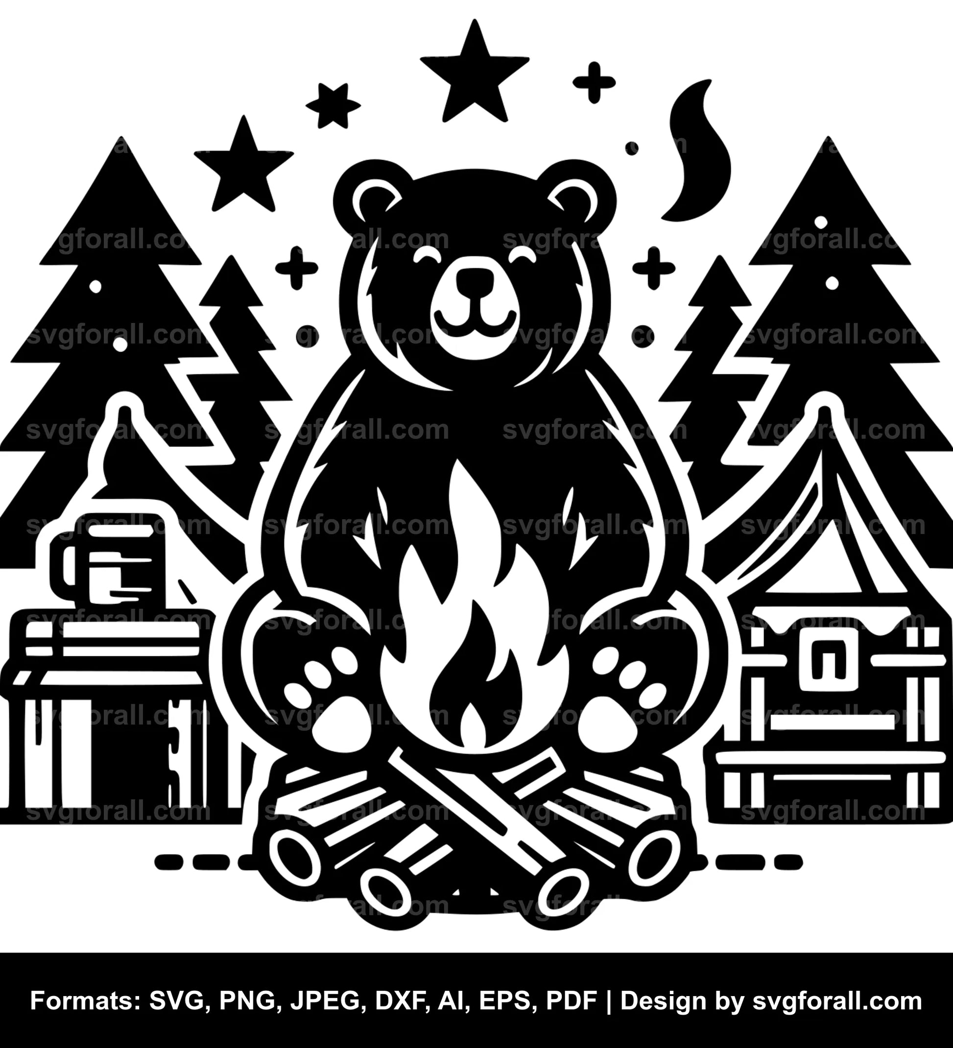 Camping Bear SVG