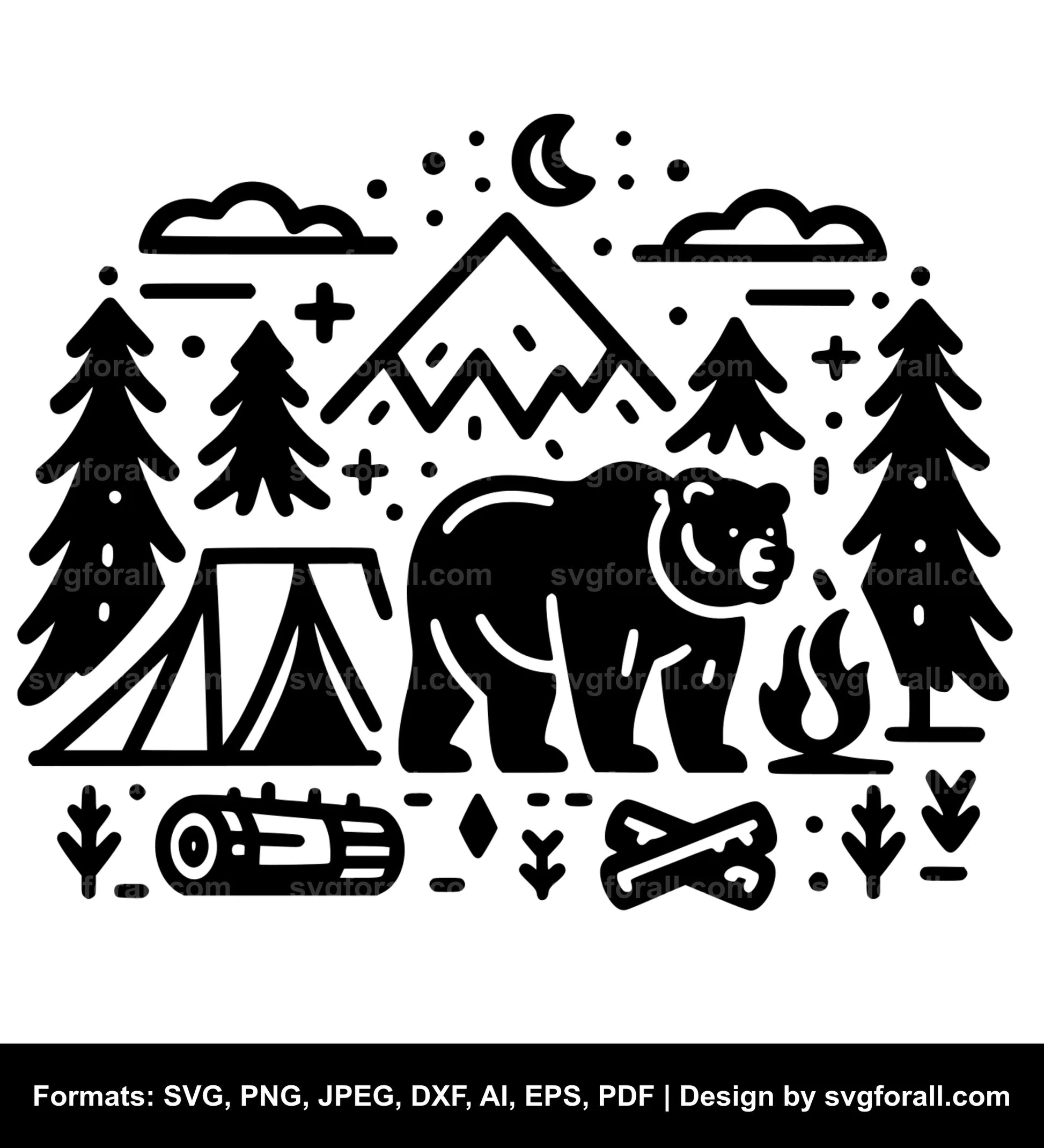 Camping Bear SVG File