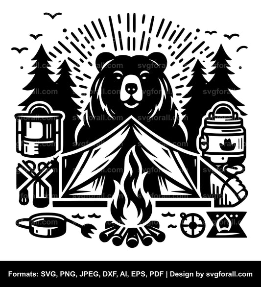 Camping Bear SVG PNG