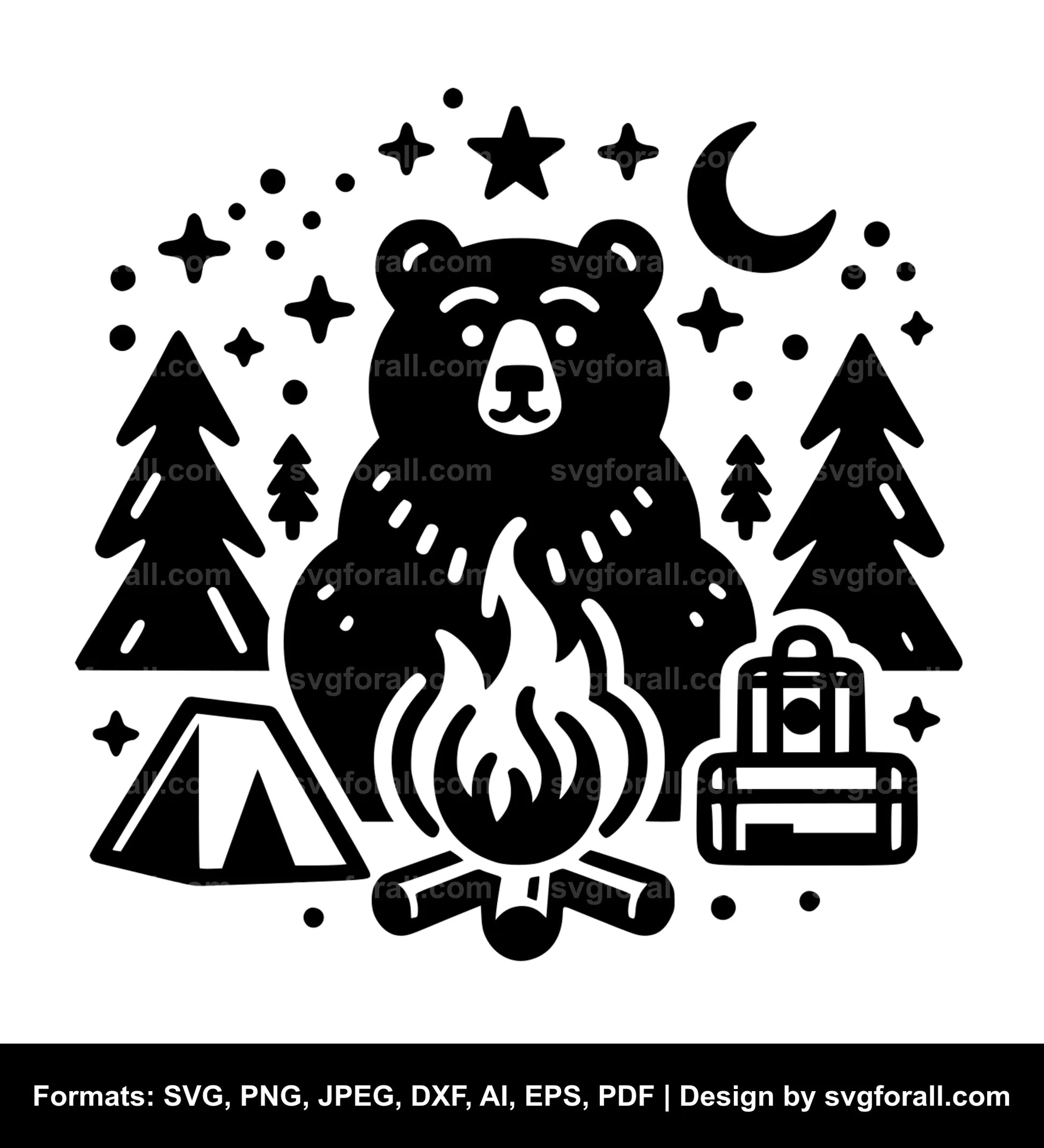 Camping Bear SVG Vector