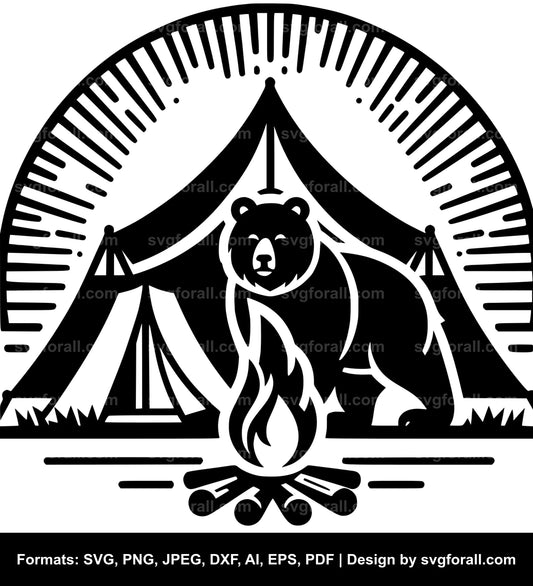 Camping Bear Vector SVG