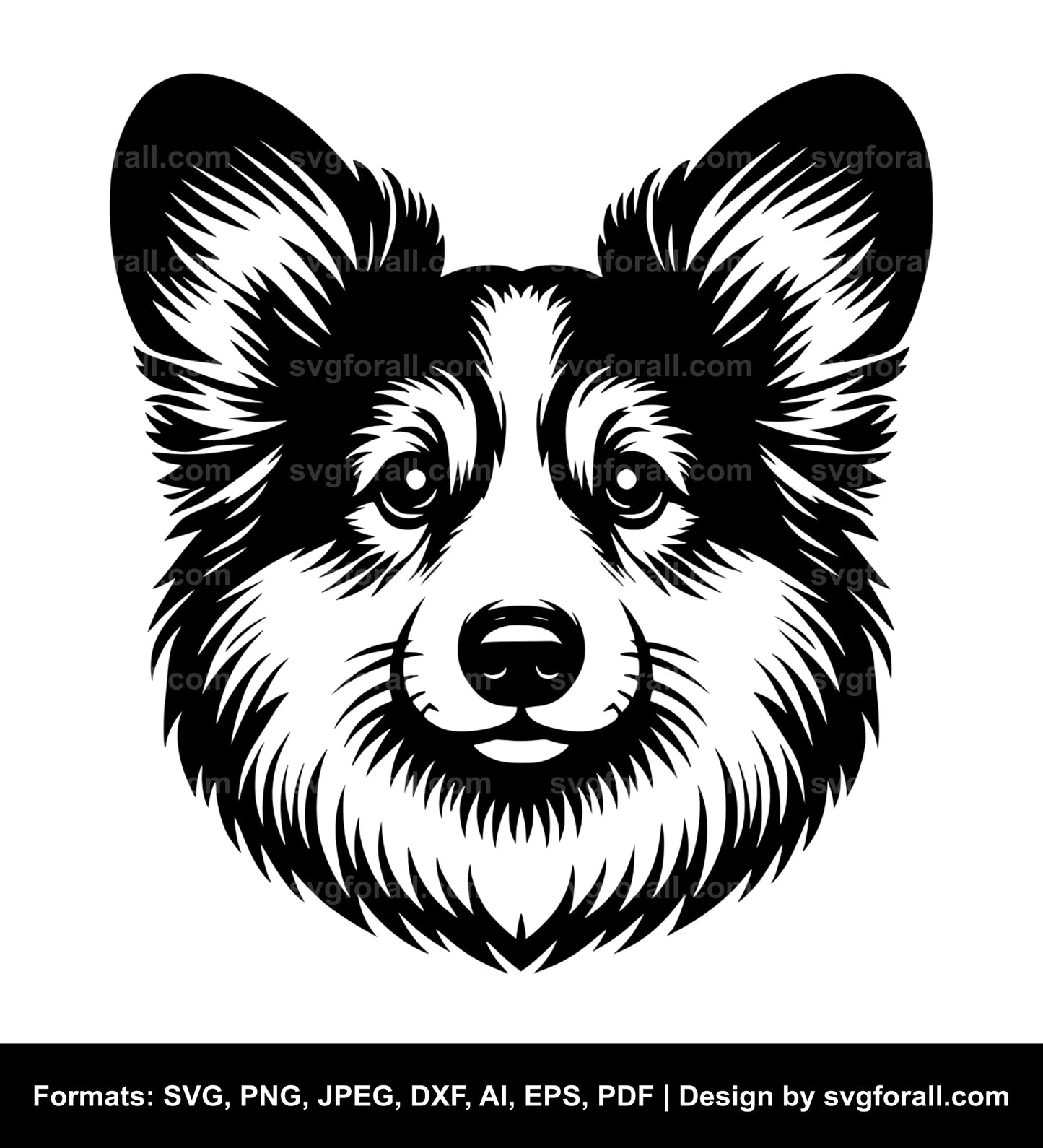 Cardigan Welsh Corgi Dog Black SVG