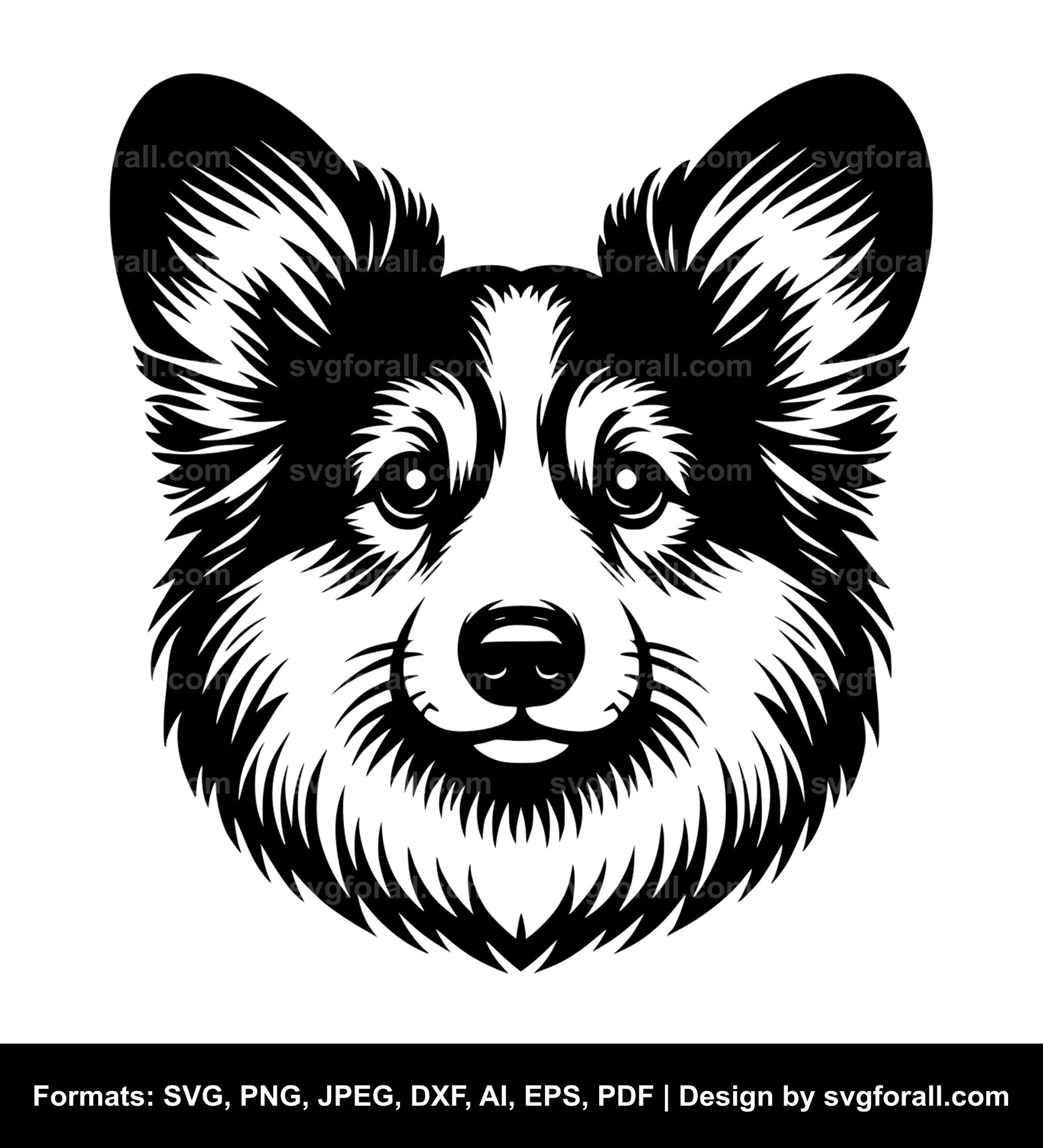 Cardigan Welsh Corgi Dog Black SVG