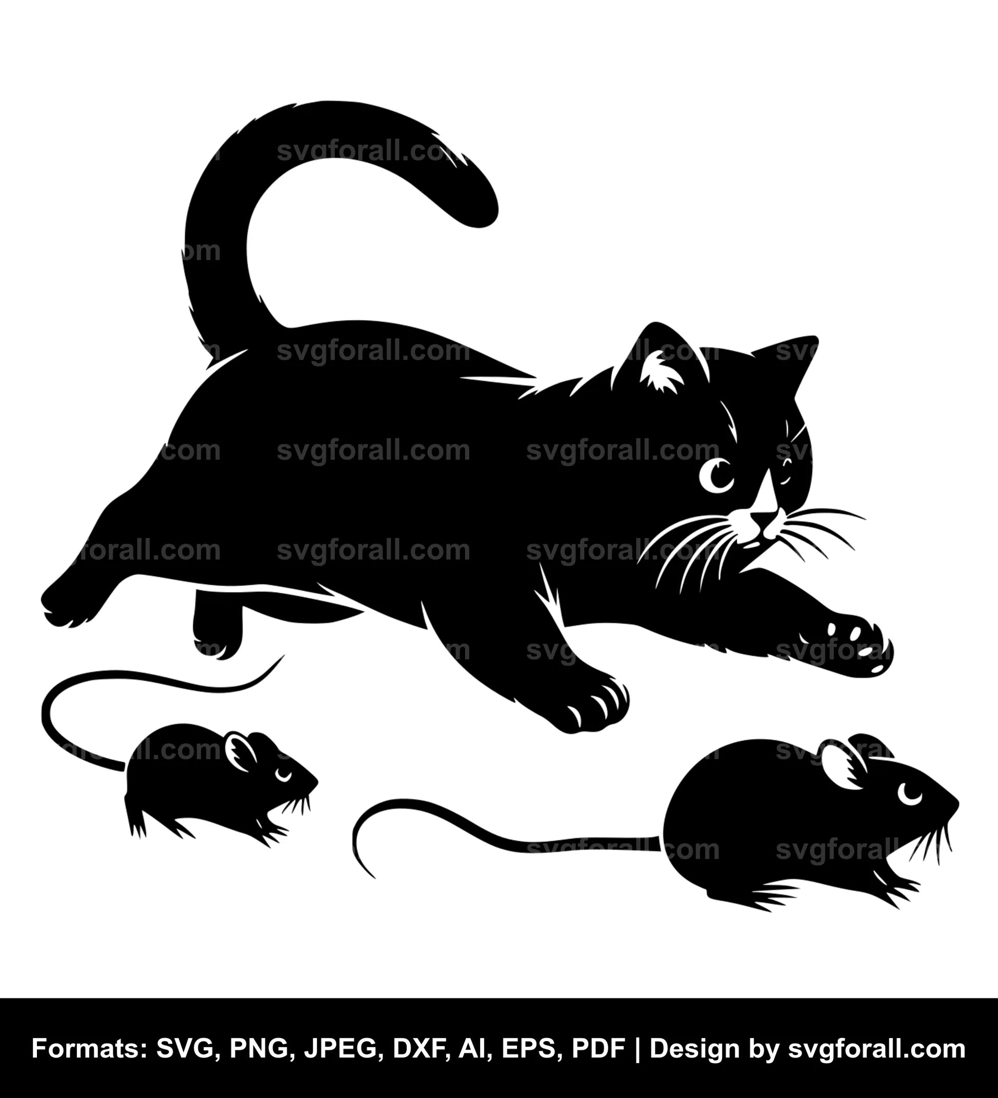 Cat Chasing Mouse SVG File