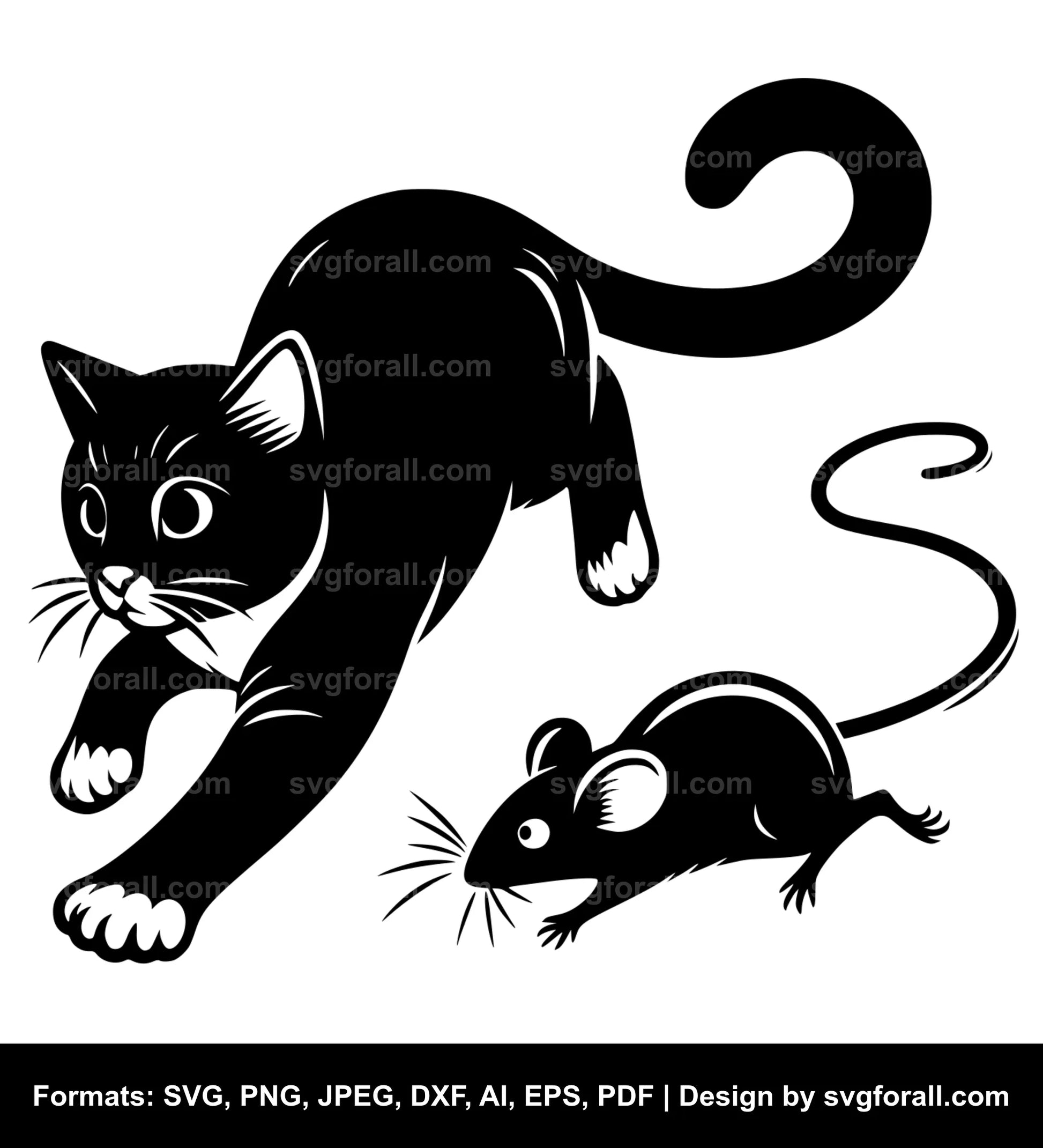 Cat Chasing Mouse SVG PNG