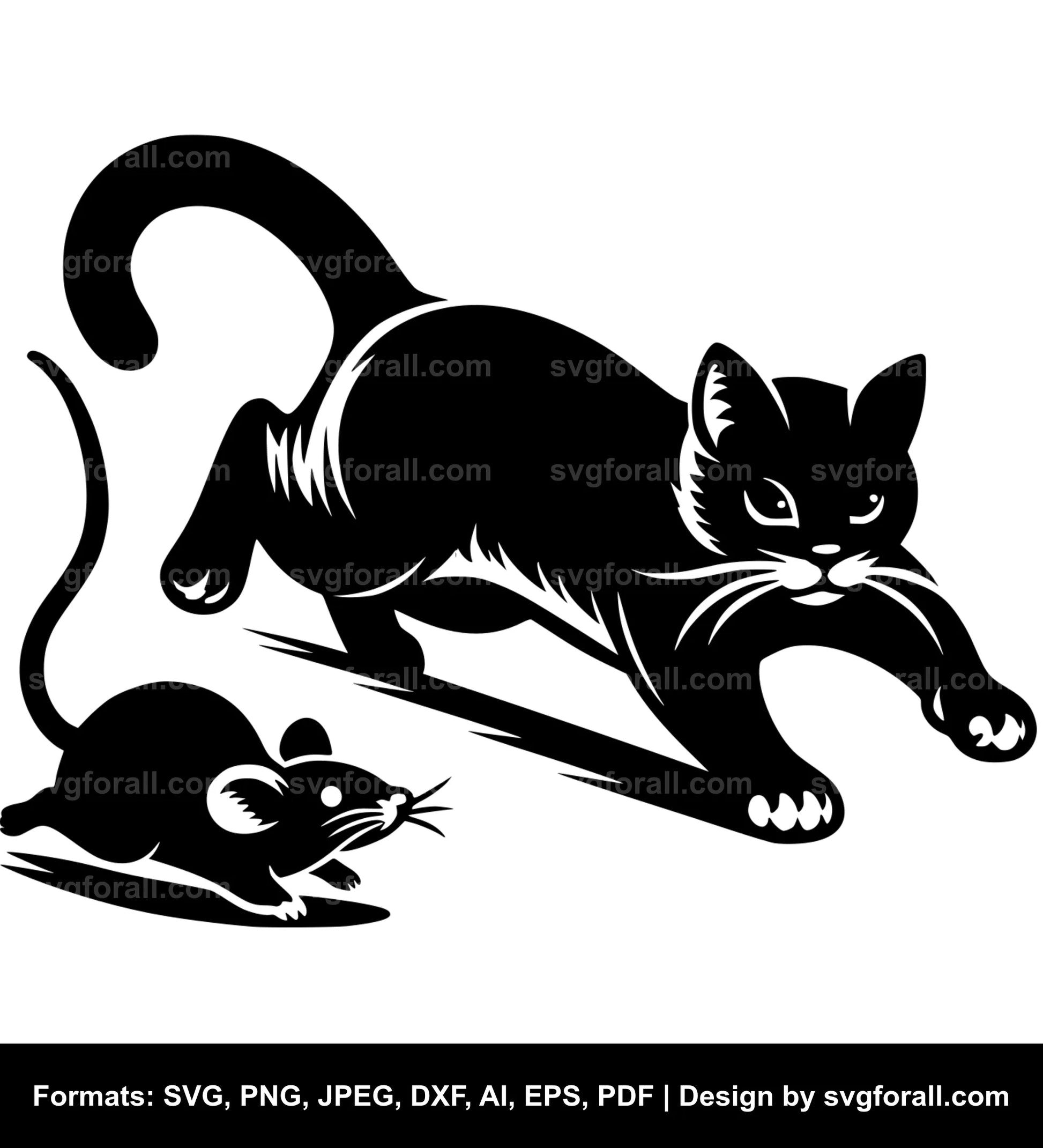 Cat Chasing Mouse SVG Vector