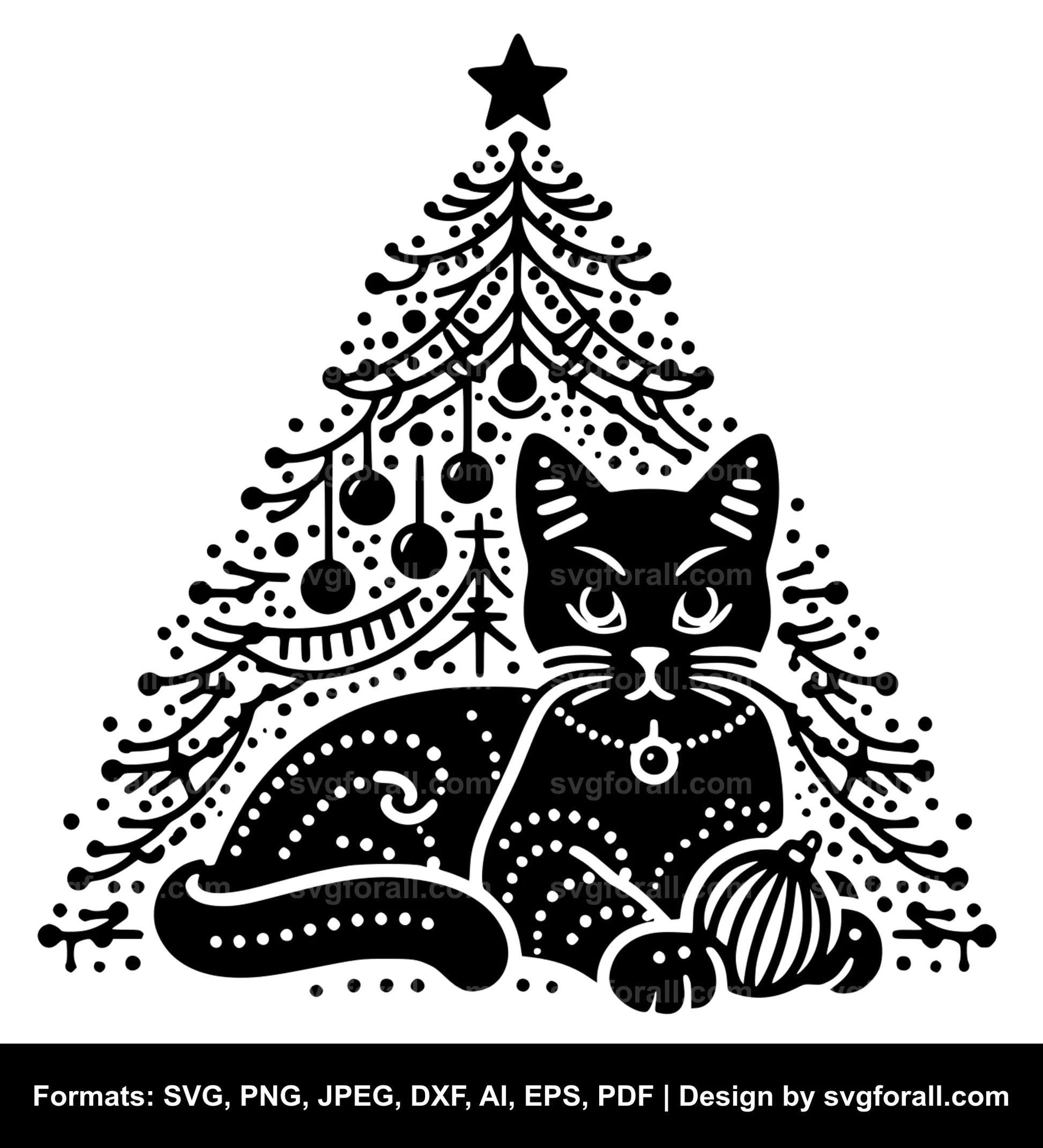 Cat Christmas Tree SVG