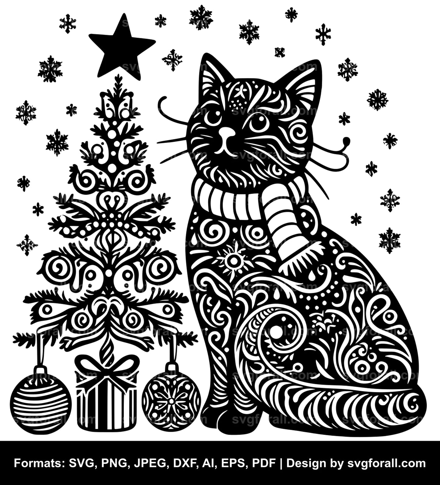 Cat Christmas Tree SVG File