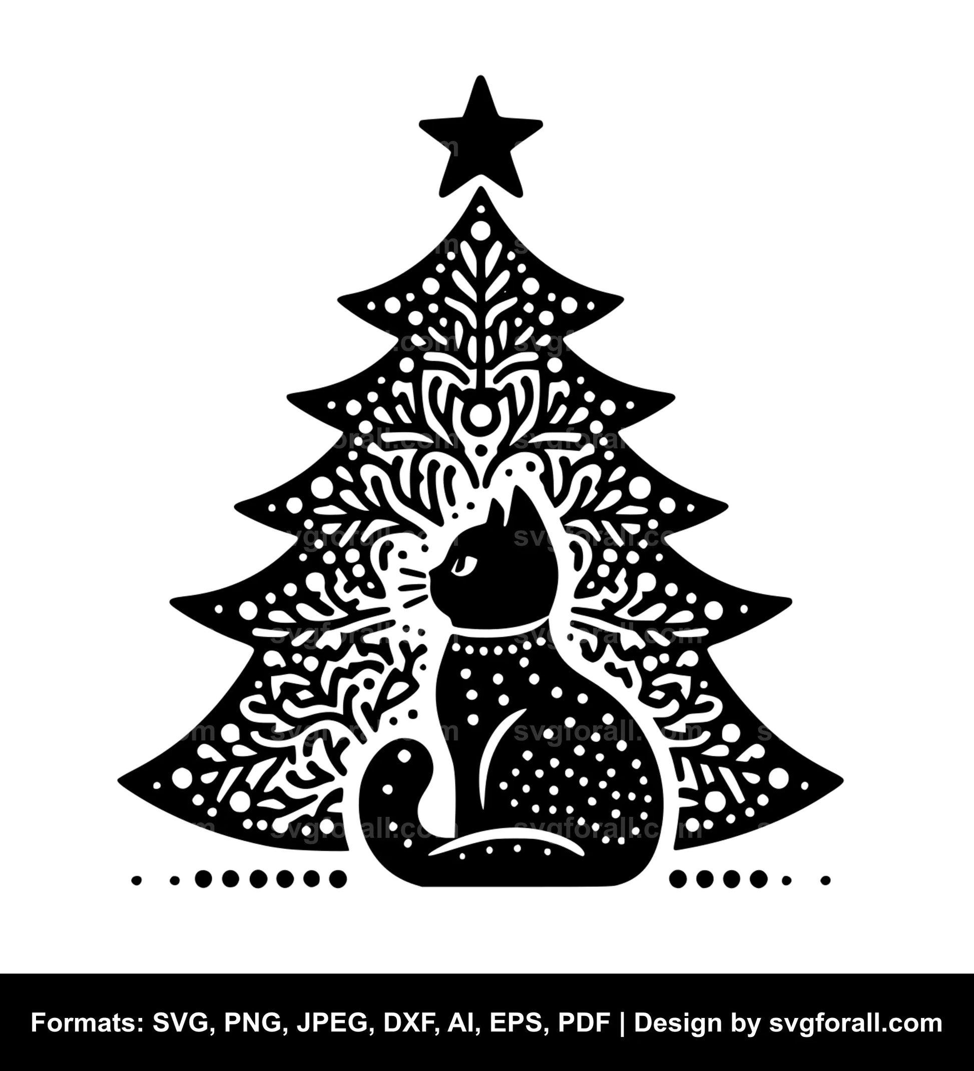 Cat Christmas Tree SVG PNG