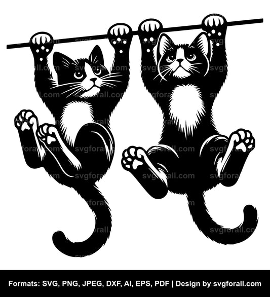 Cat Climbing Black SVG