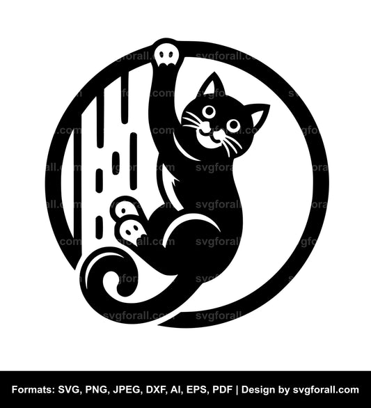 Cat Climbing SVG Design