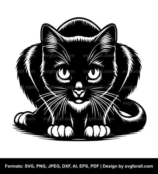 Cat Crouching SVG File