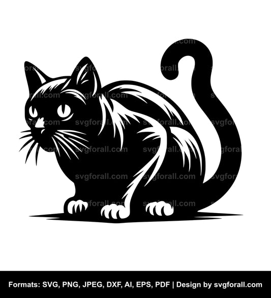 Cat Crouching SVG Vector