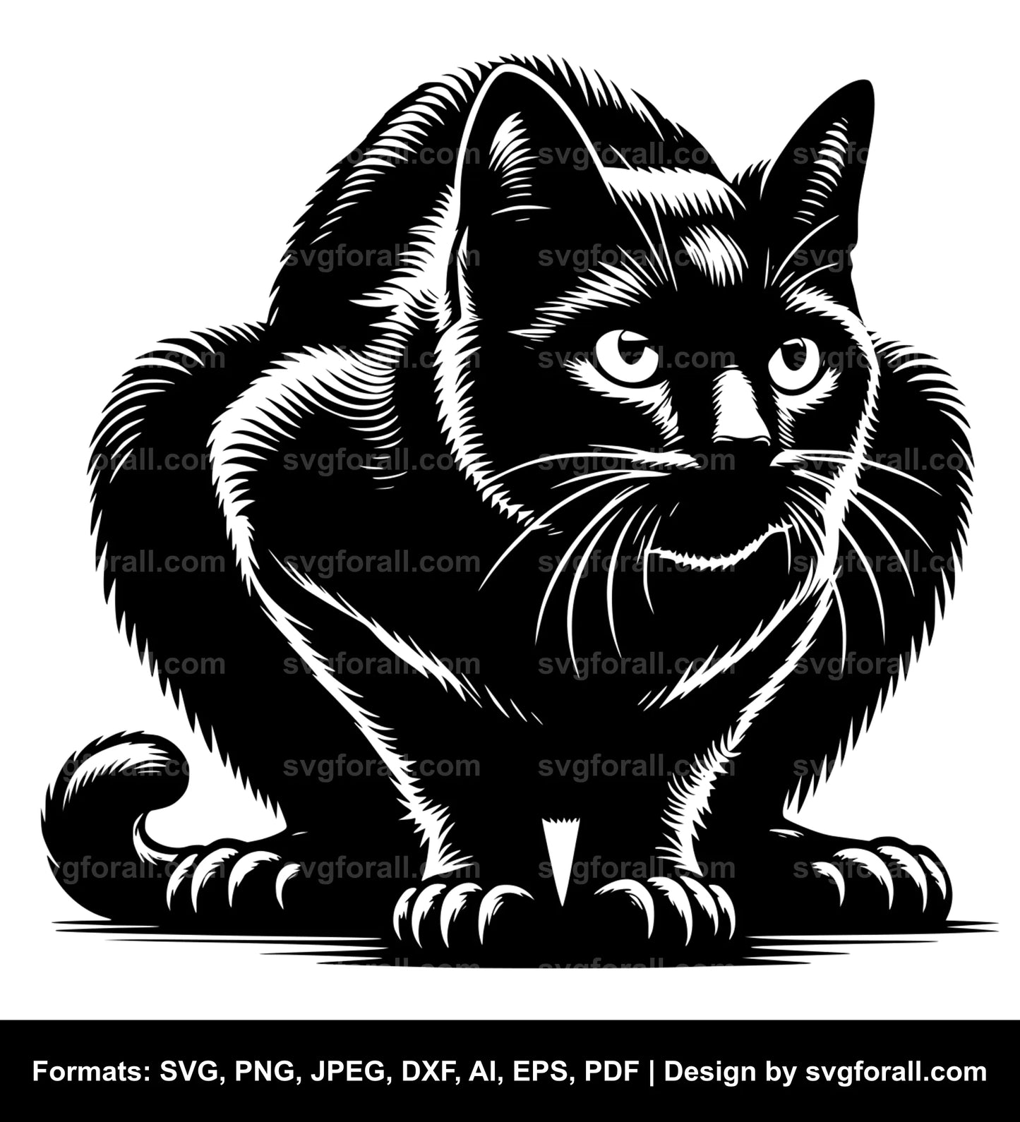 Cat Crouching Vector SVG