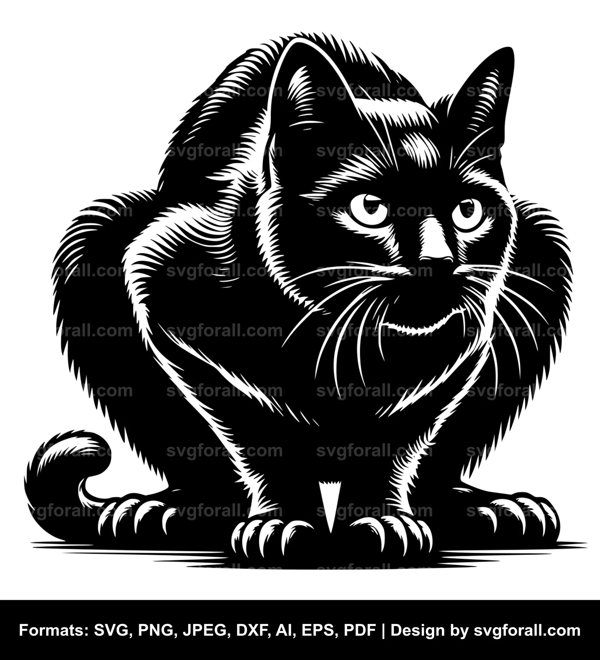 Cat Crouching Vector SVG