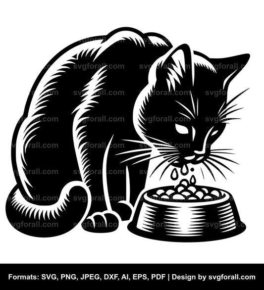 Cat Eating Black SVG