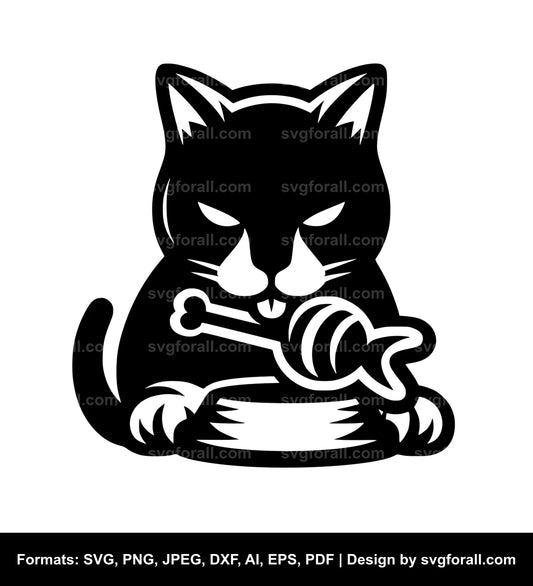 Cat Eating SVG File