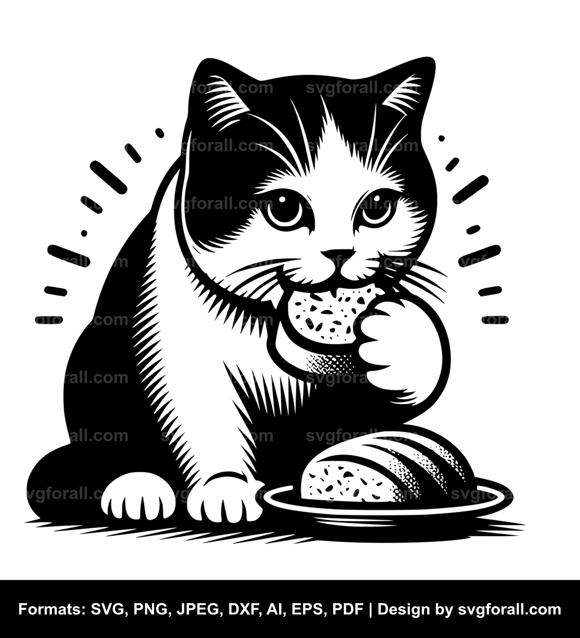 Cat Eating Vector SVG