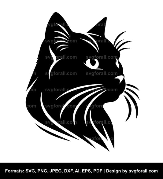 Cat Face Profile SVG