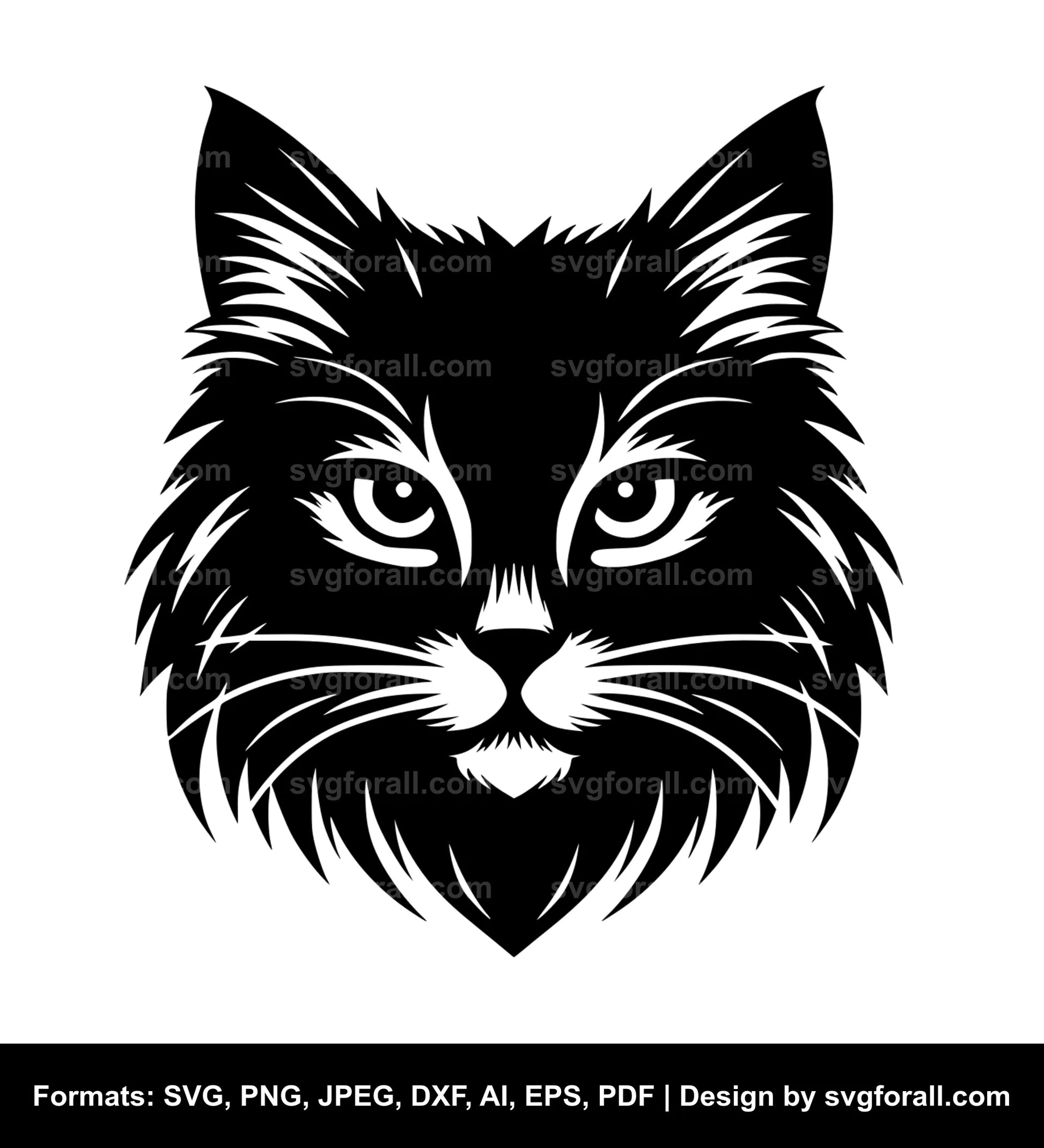 Cat Face Profile SVG Design