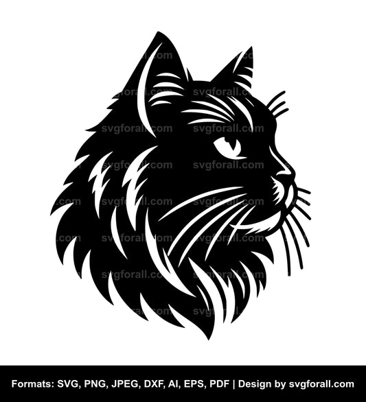 Cat Face Profile SVG File