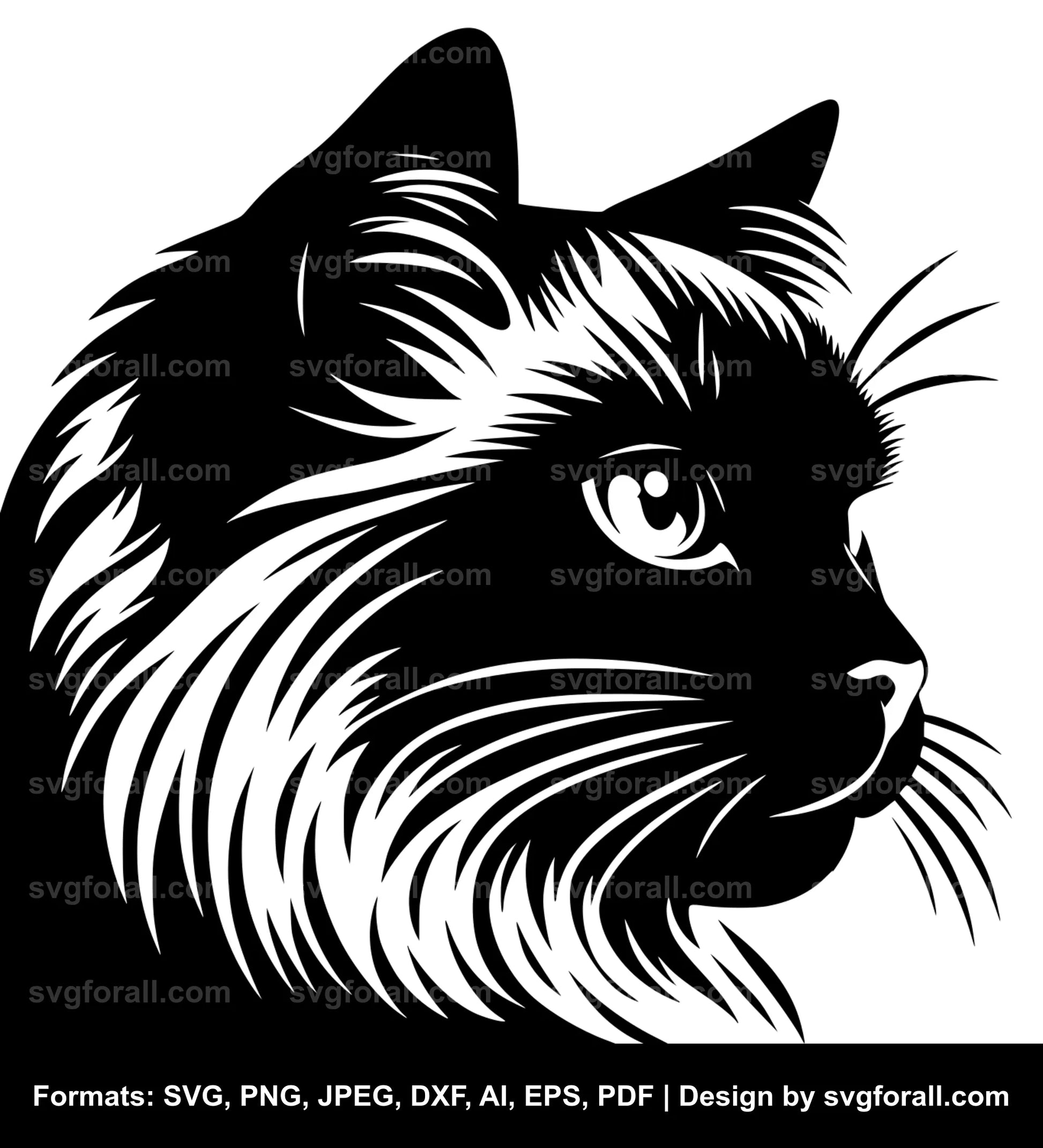 Cat Face Profile SVG PNG