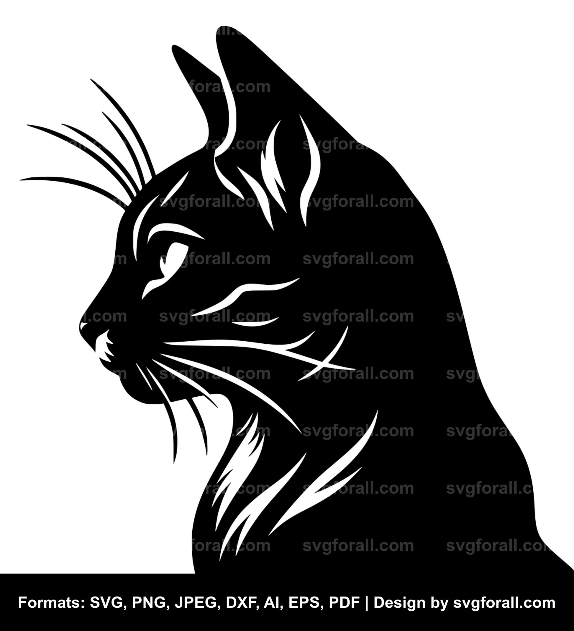 Cat Face Profile Vector SVG