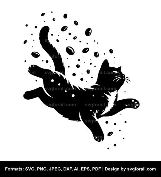 Cat Falling Black SVG