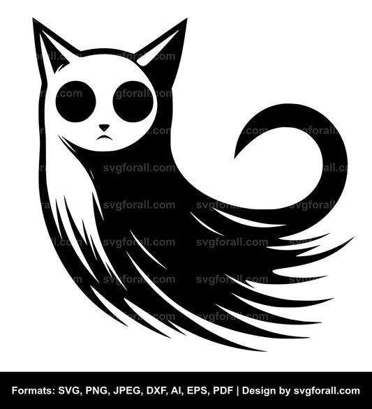 Cat Ghost Black SVG