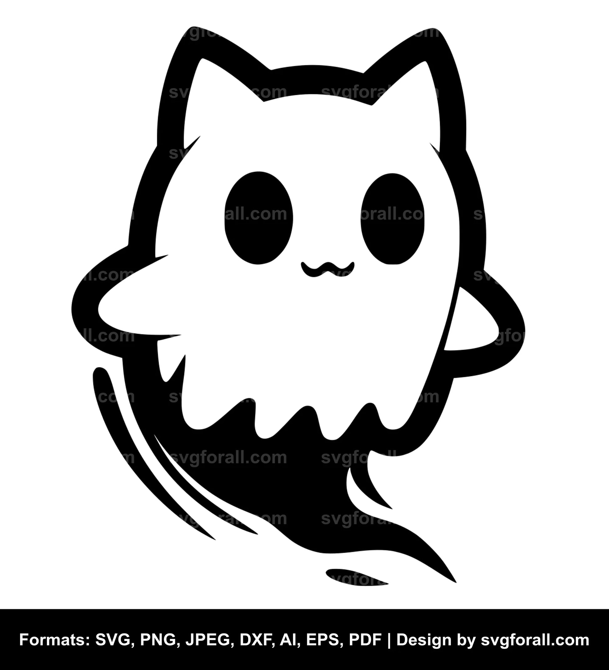 Cat Ghost Black SVG PNG