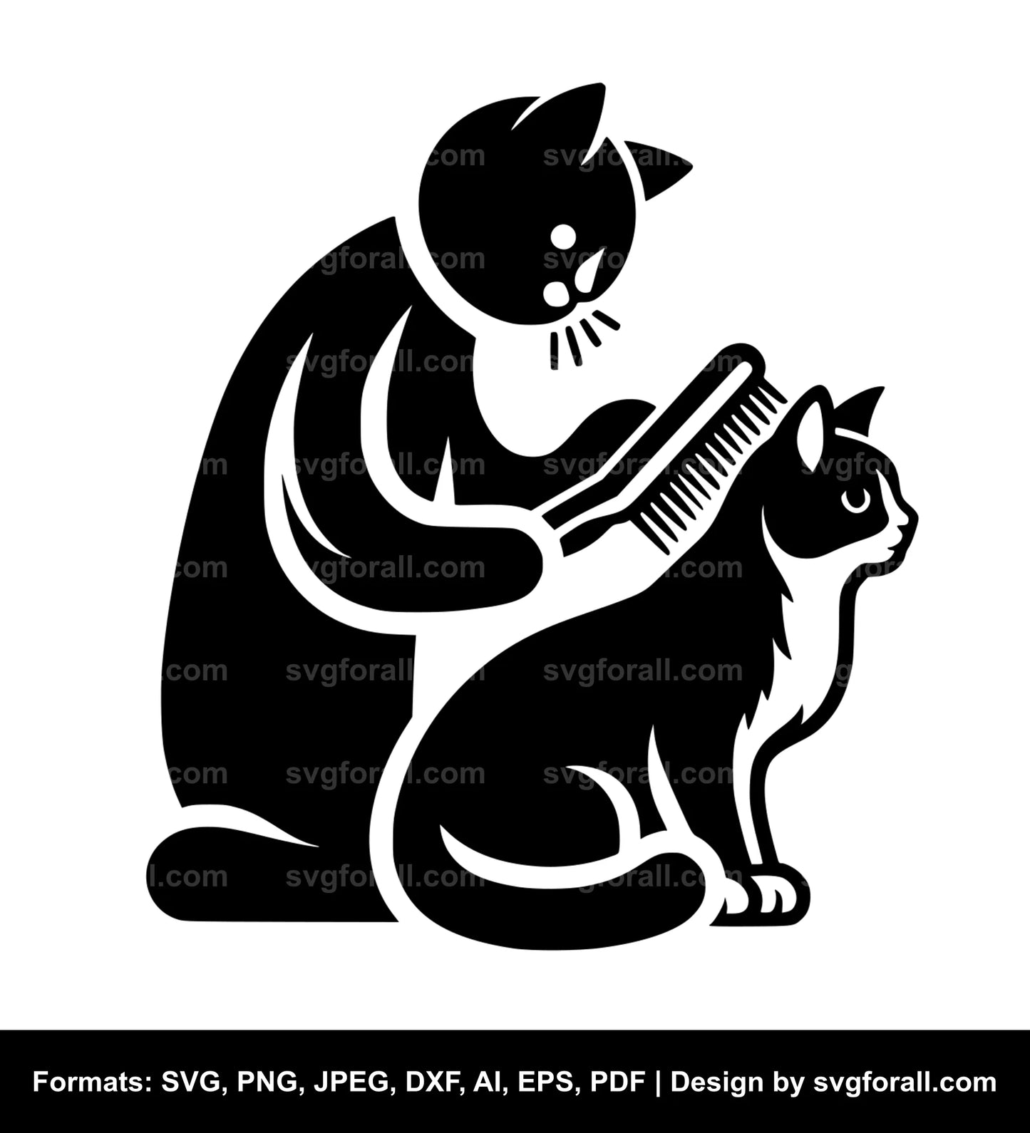 Cat Grooming SVG File