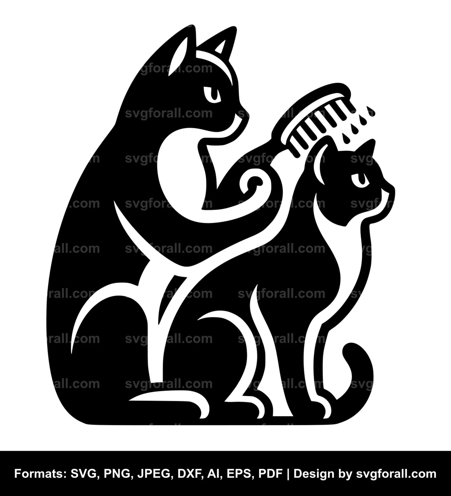 Cat Grooming SVG Vector