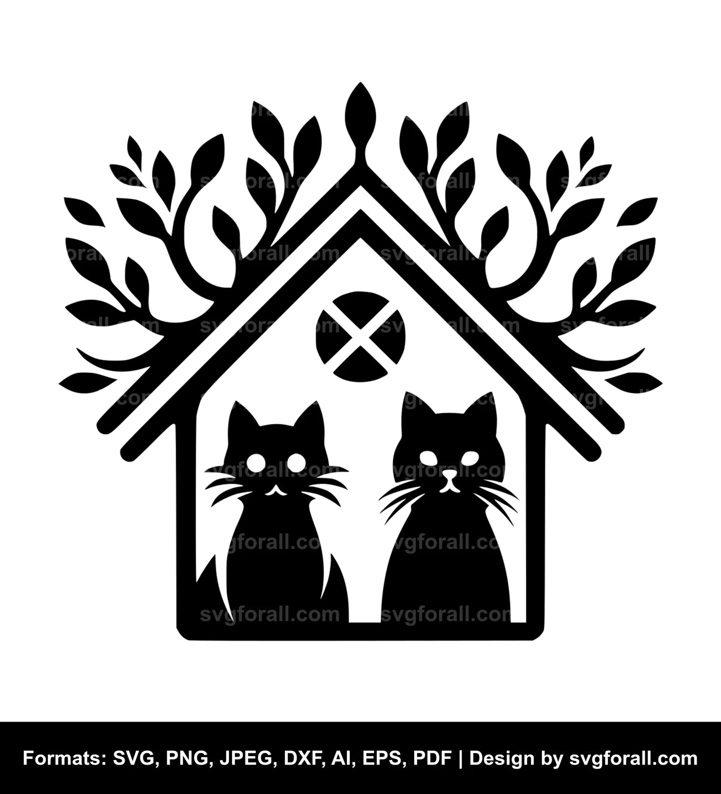 Cat House Black SVG