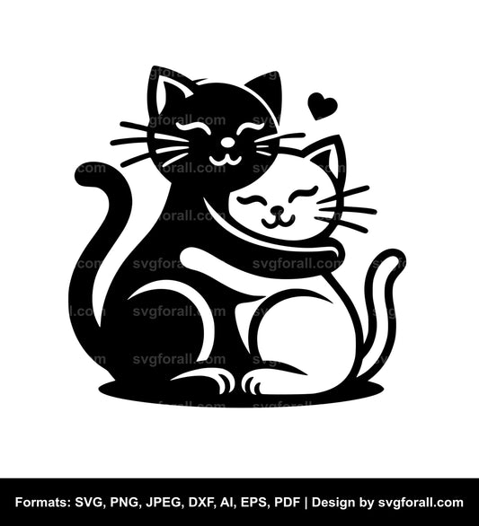 Cat Hugging Black SVG