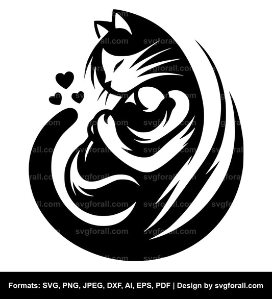 Cat Hugging Cricut SVG