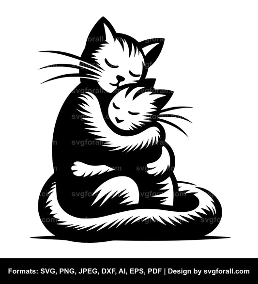 Cat Hugging SVG Vector