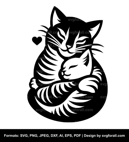 Cat Hugging Vector SVG