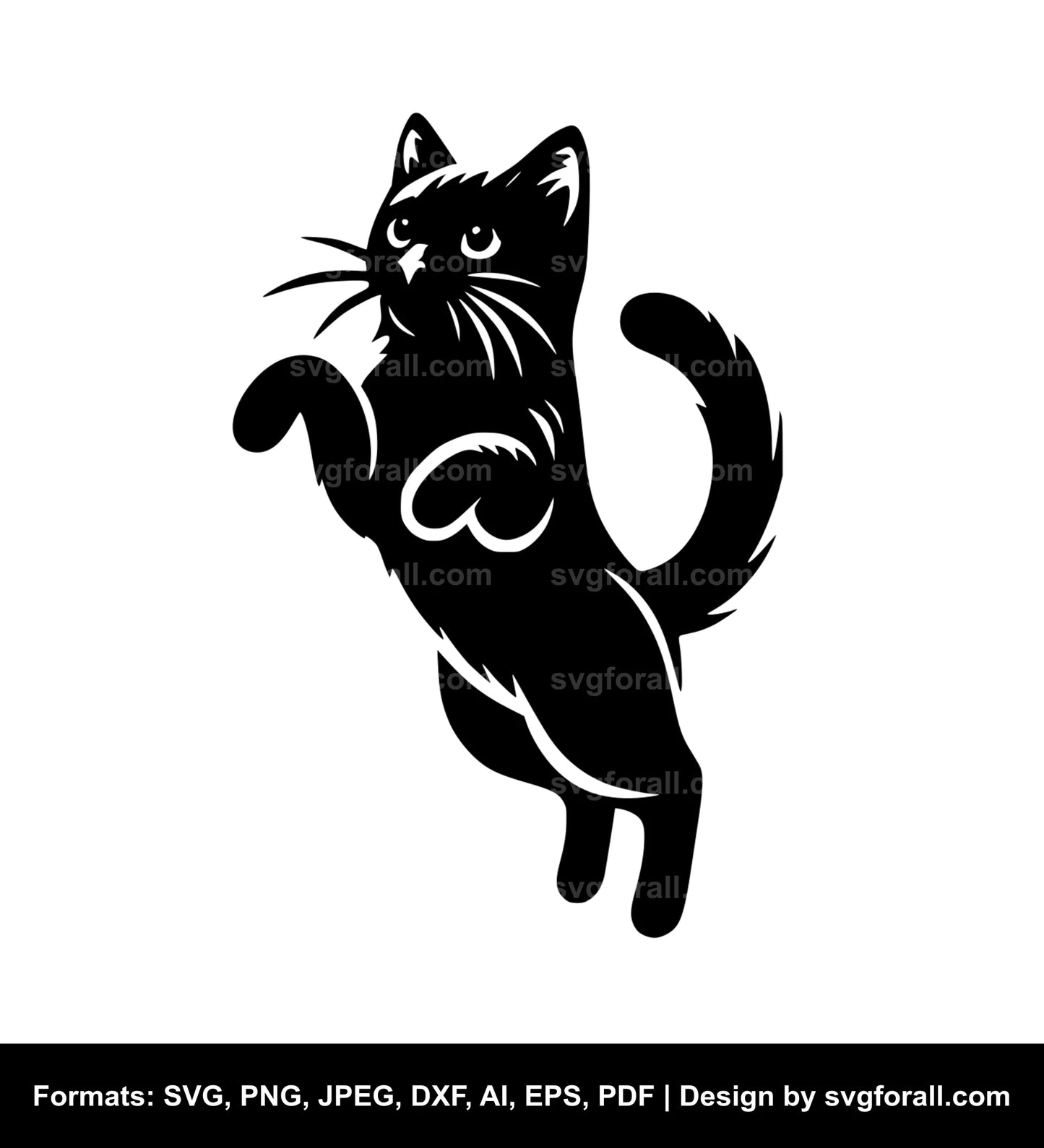 Cat Jumping Black SVG