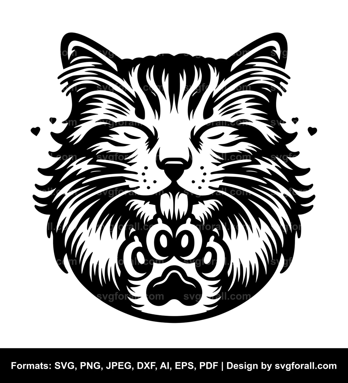 Cat Licking Paw Cricut SVG