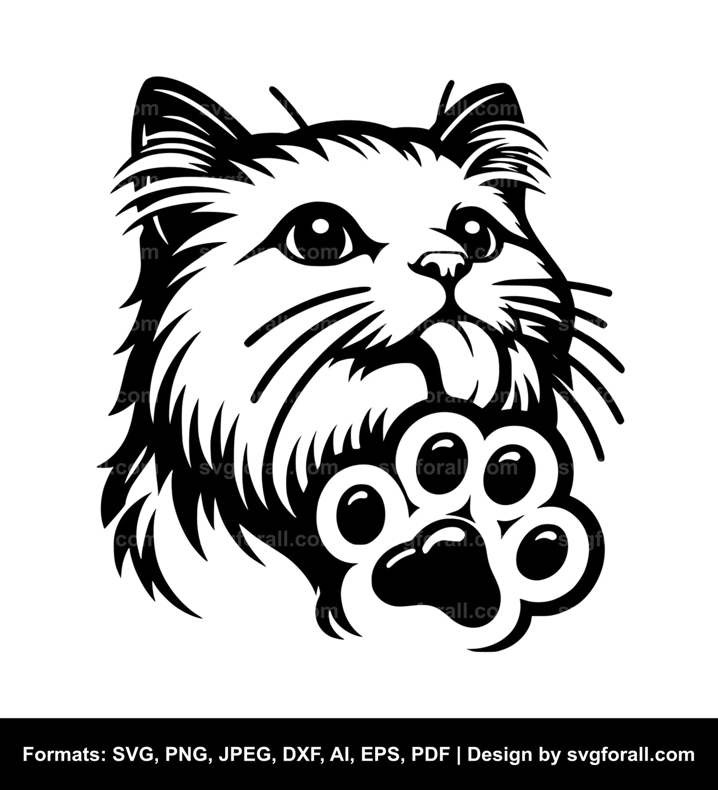 Cat Licking Paw SVG For Cricut