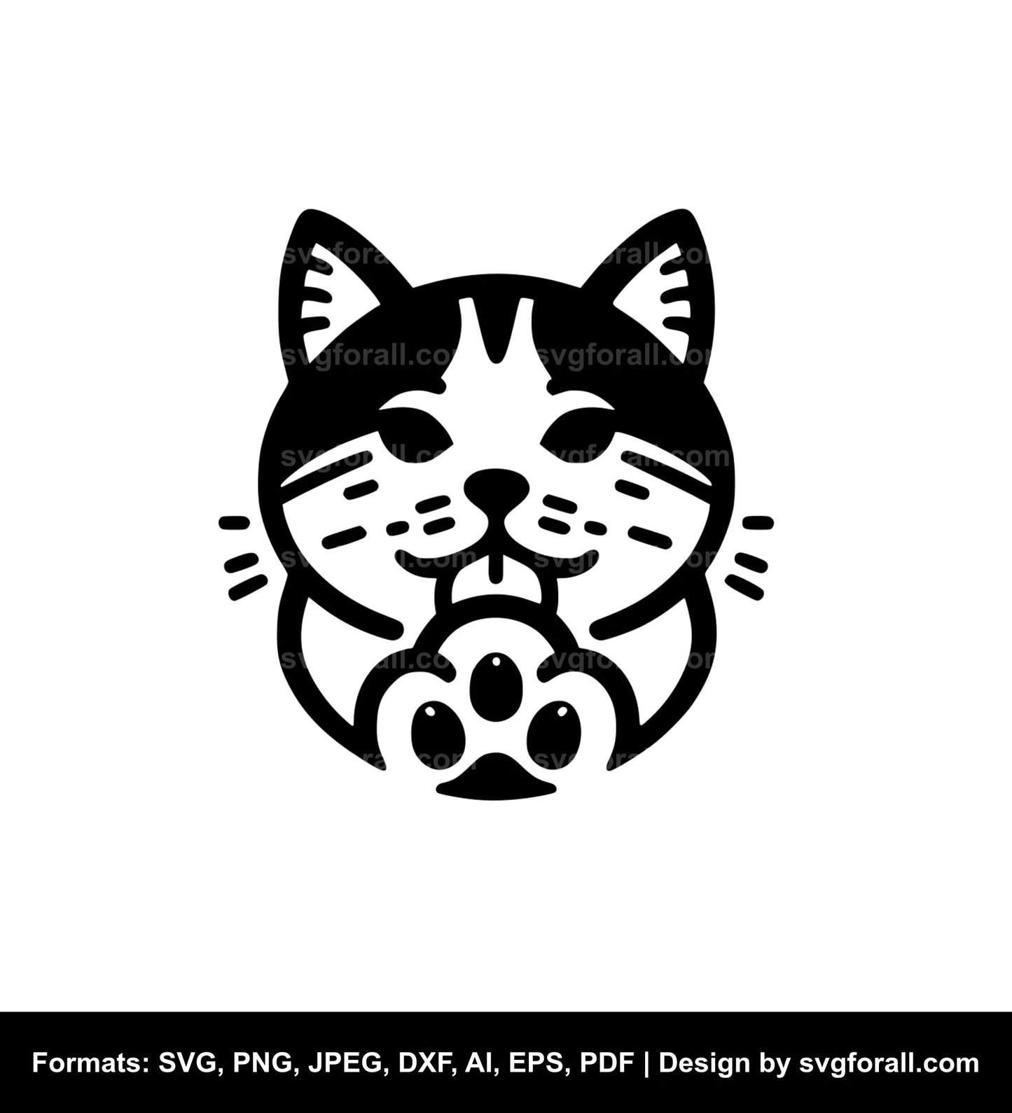 Cat Licking Paw SVG Illustration