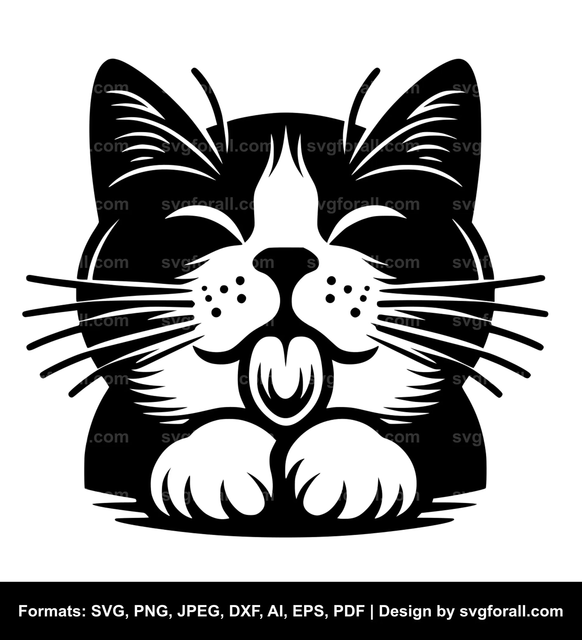 Cat Licking Paw SVG PNG