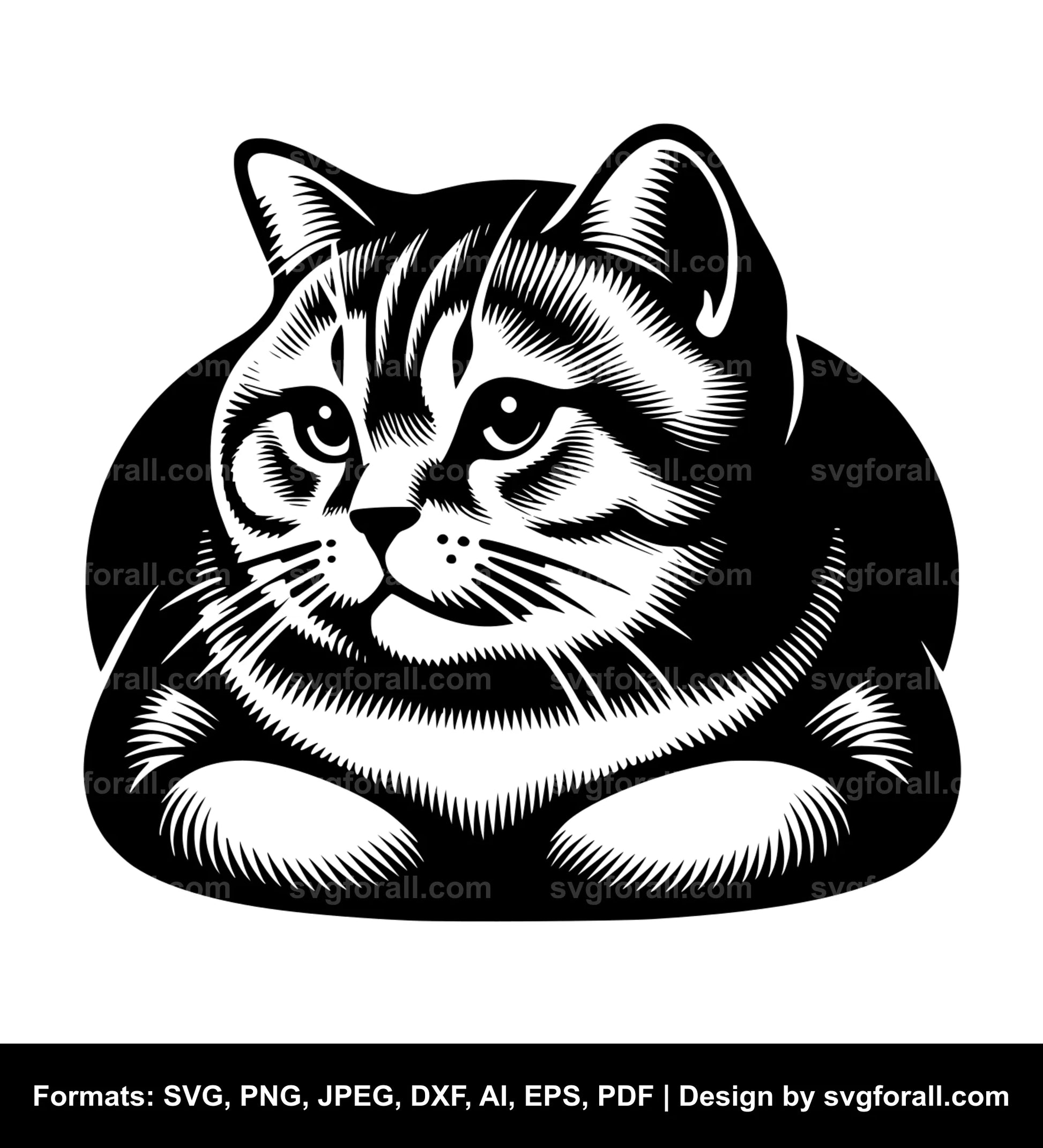 Cat Loaf Black SVG