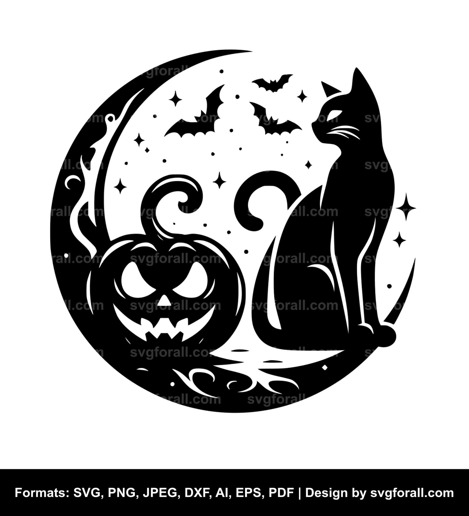 Cat Moon Halloween SVG