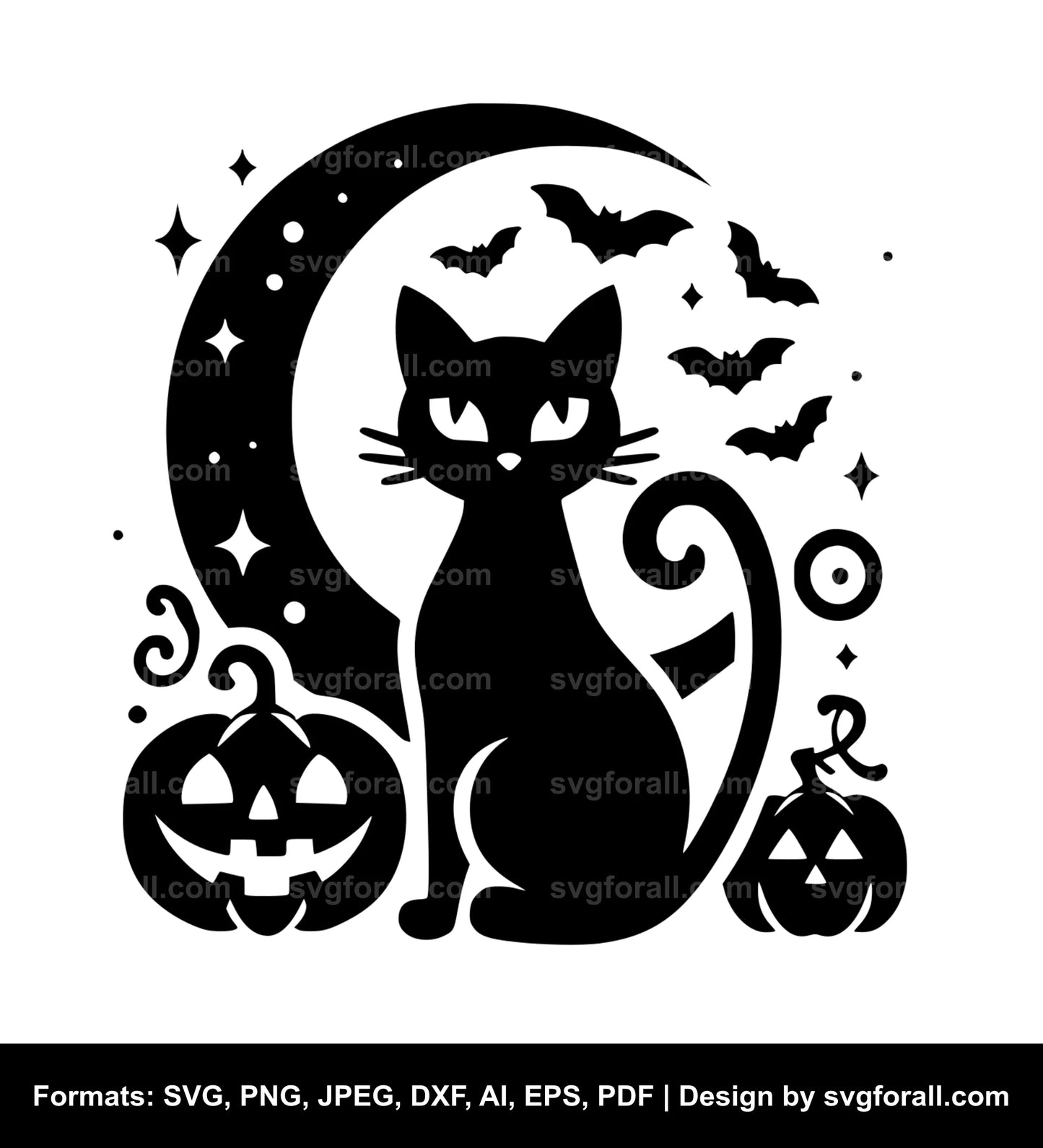 Cat Moon Halloween SVG PNG