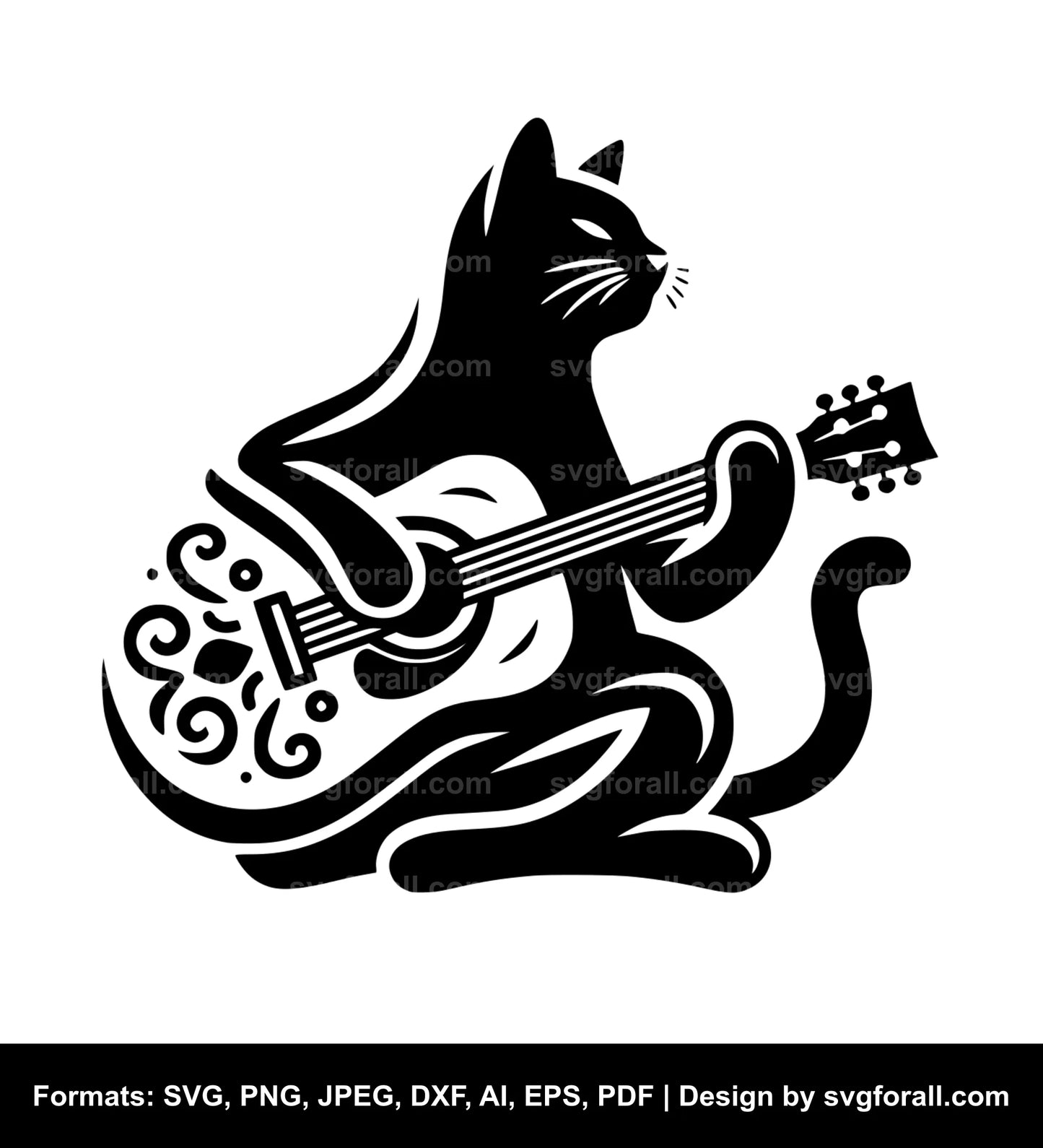 Cat Playing Guitar Cricut SVG